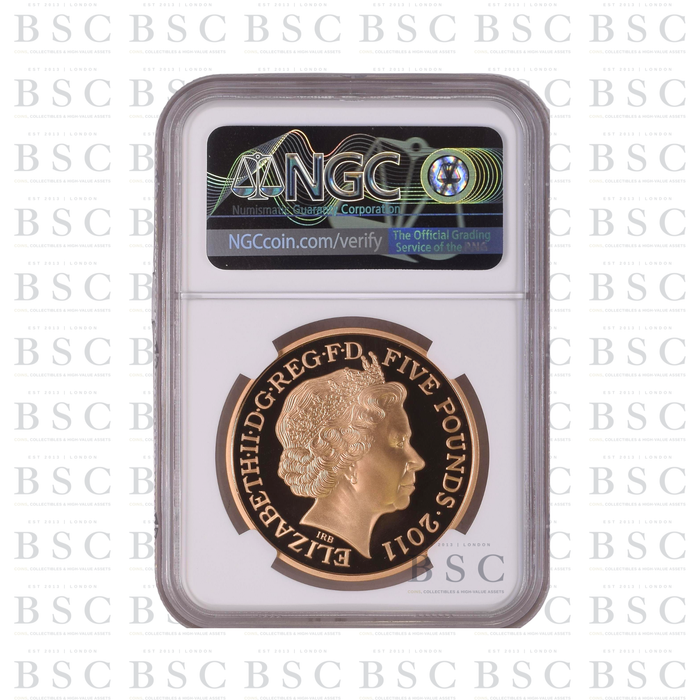 2011 GB £5 Quintuple Sovereign William & Catherine Royal Wedding Gold Proof Coin PF69 NGC
