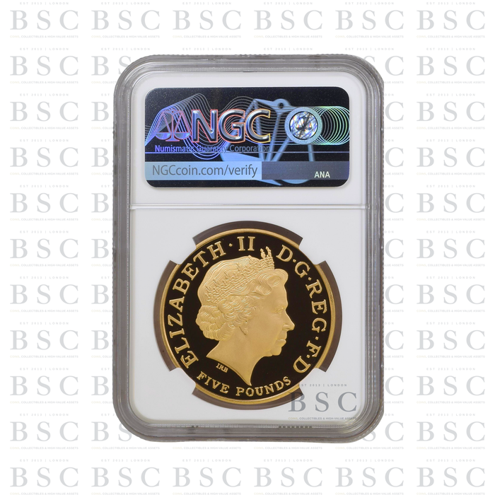 2006 GB £5 Quintuple Sovereign Queen’s 80th Birthday Gold Proof Coin PF69 NGC