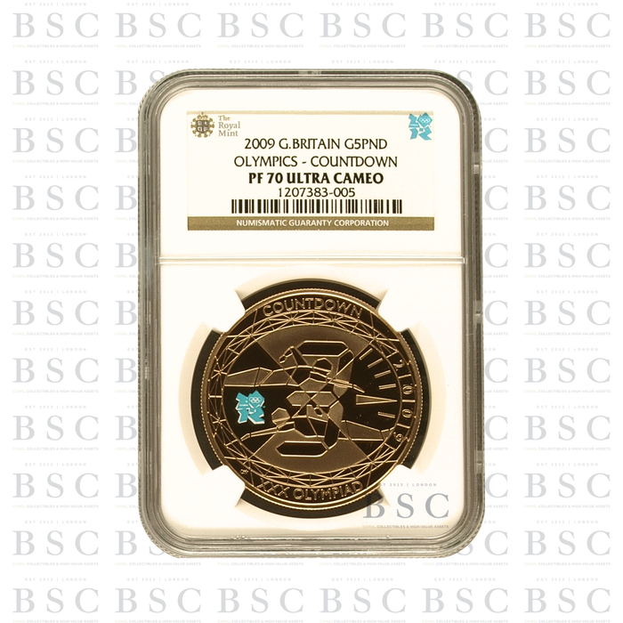 2009 GB £5 Quintuple Sovereign Olympic Countdown Gold Proof Coin PF70 NGC