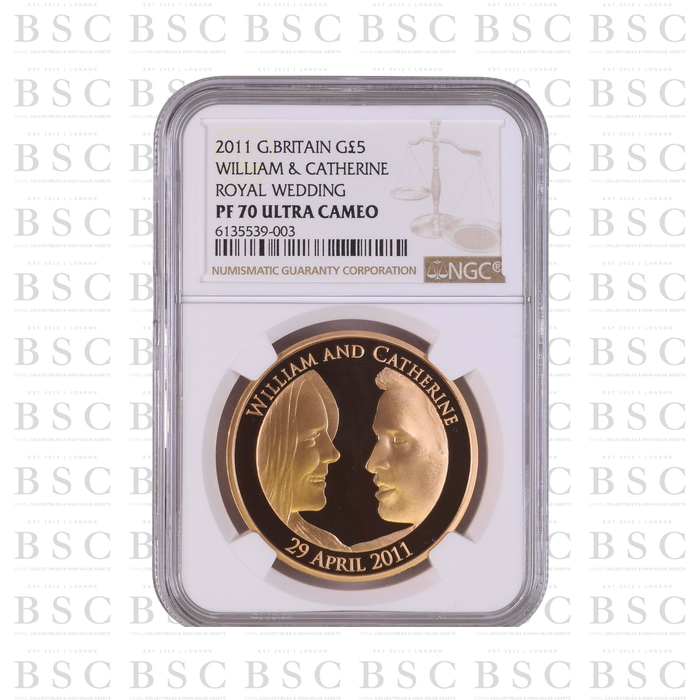 2011 GB £5 Quintuple Sovereign William & Catherine Wedding Gold Proof Coin PF70 NGC