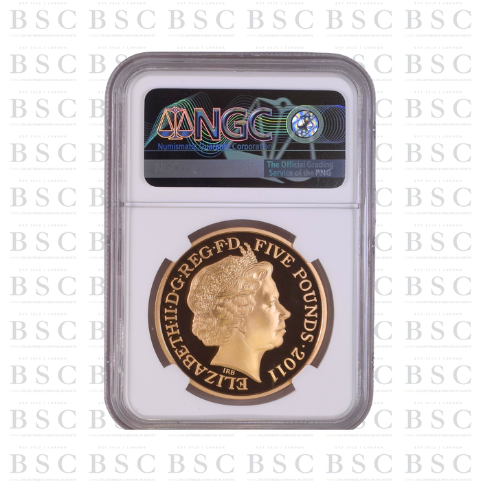 2011 GB £5 Quintuple Sovereign William & Catherine Wedding Gold Proof Coin PF70 NGC