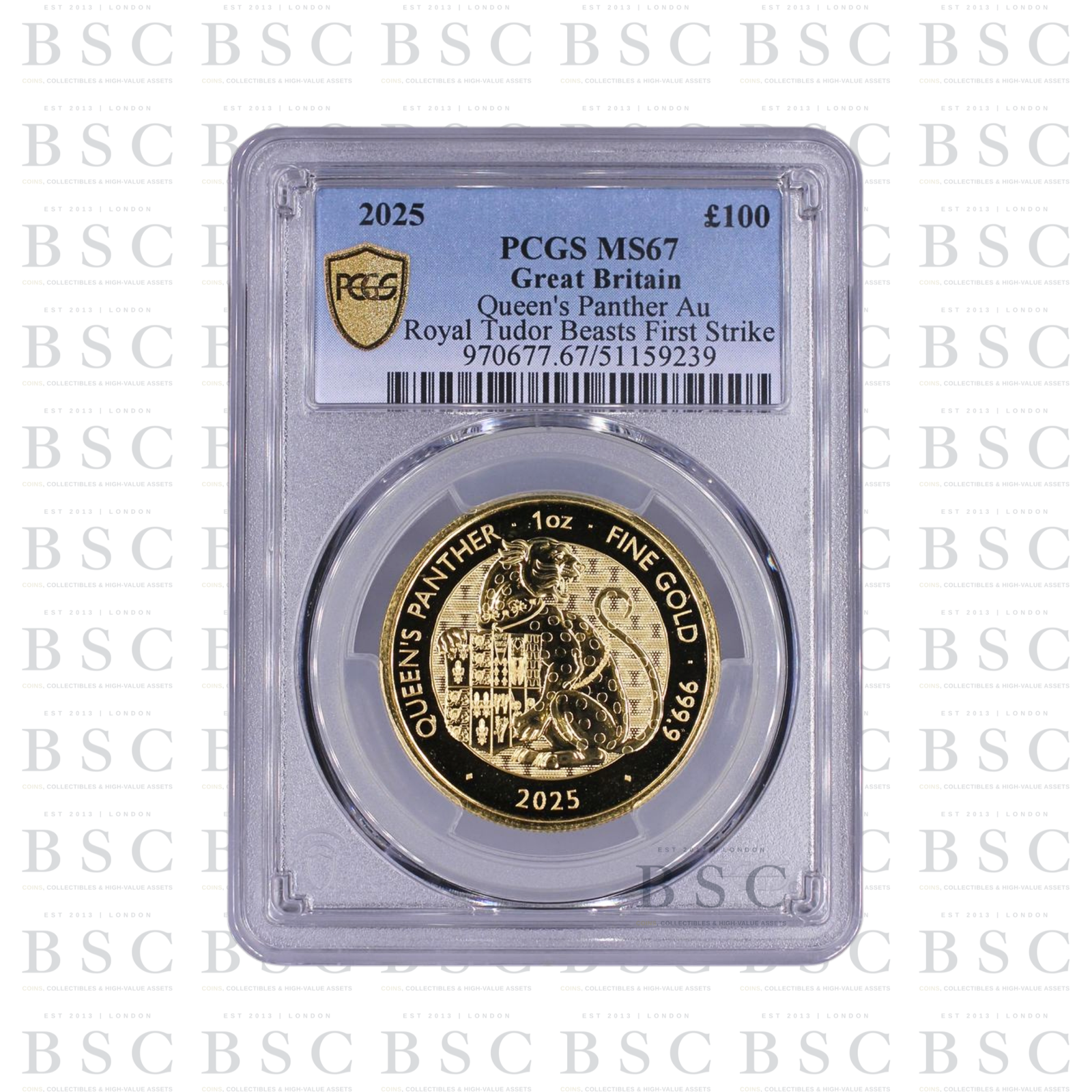 2025 1oz £100 Tudor Beasts Queen's Panther Gold Coin MS67 First Strike PCGS