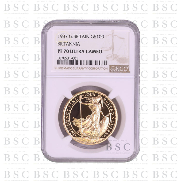 1987 GB £100 1oz Britannia Proof Gold Coin - NGC PF70 Ultra Cameo