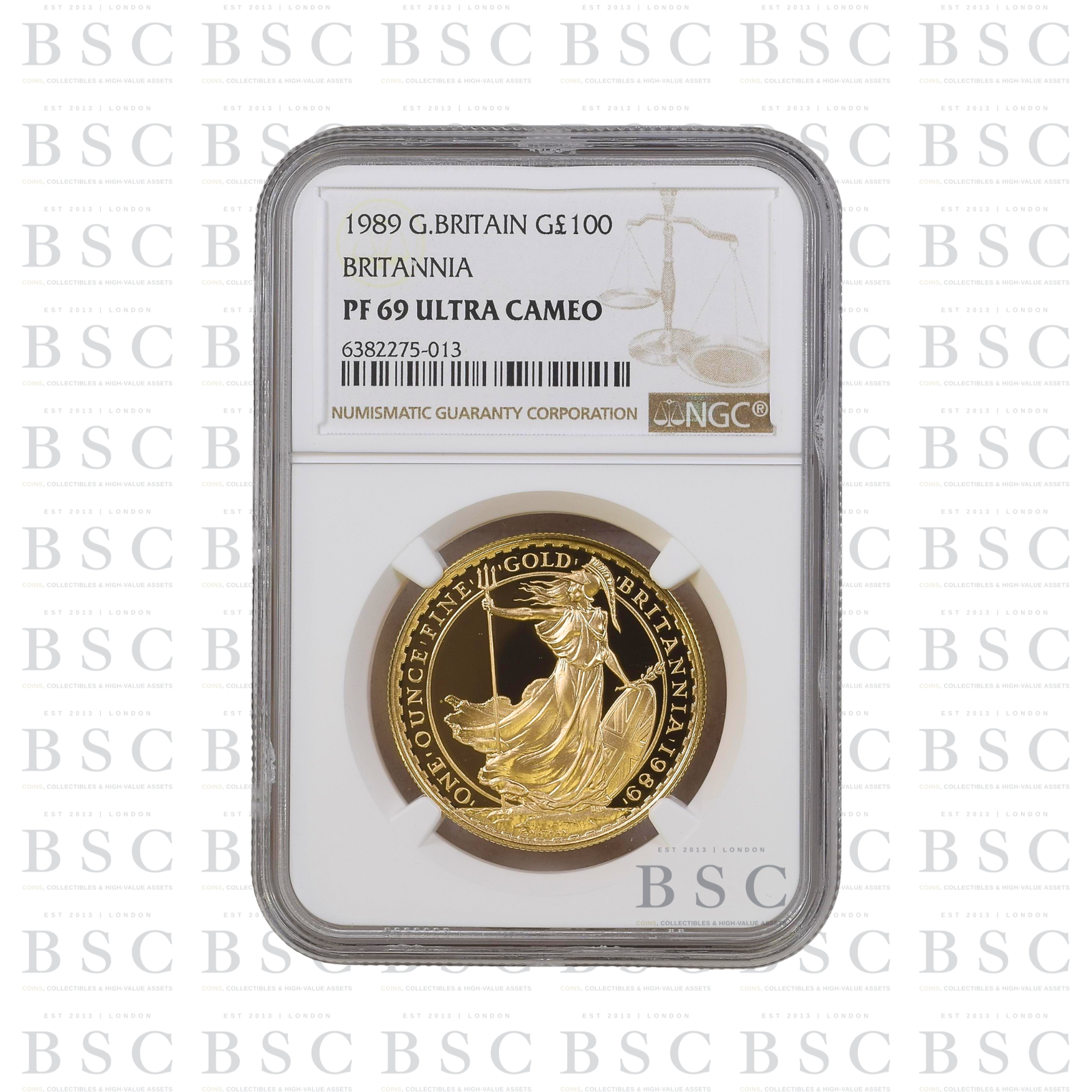 1989 £100 G. Britain Britannia Proof Gold Coin PF69 Ultra Cameo NGC - front