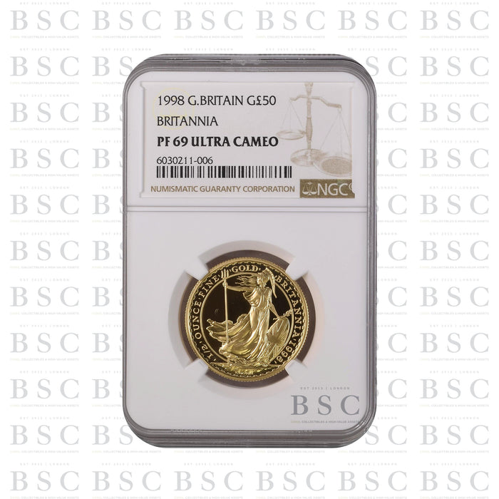 1998 1/2oz Elizabeth II Britannia Proof Gold Coin - NGC PF69 Ultra Cameo