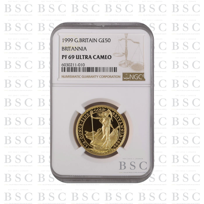 1999 1/2oz Elizabeth II Britannia Proof Gold Coin - NGC PF69 Ultra Cameo