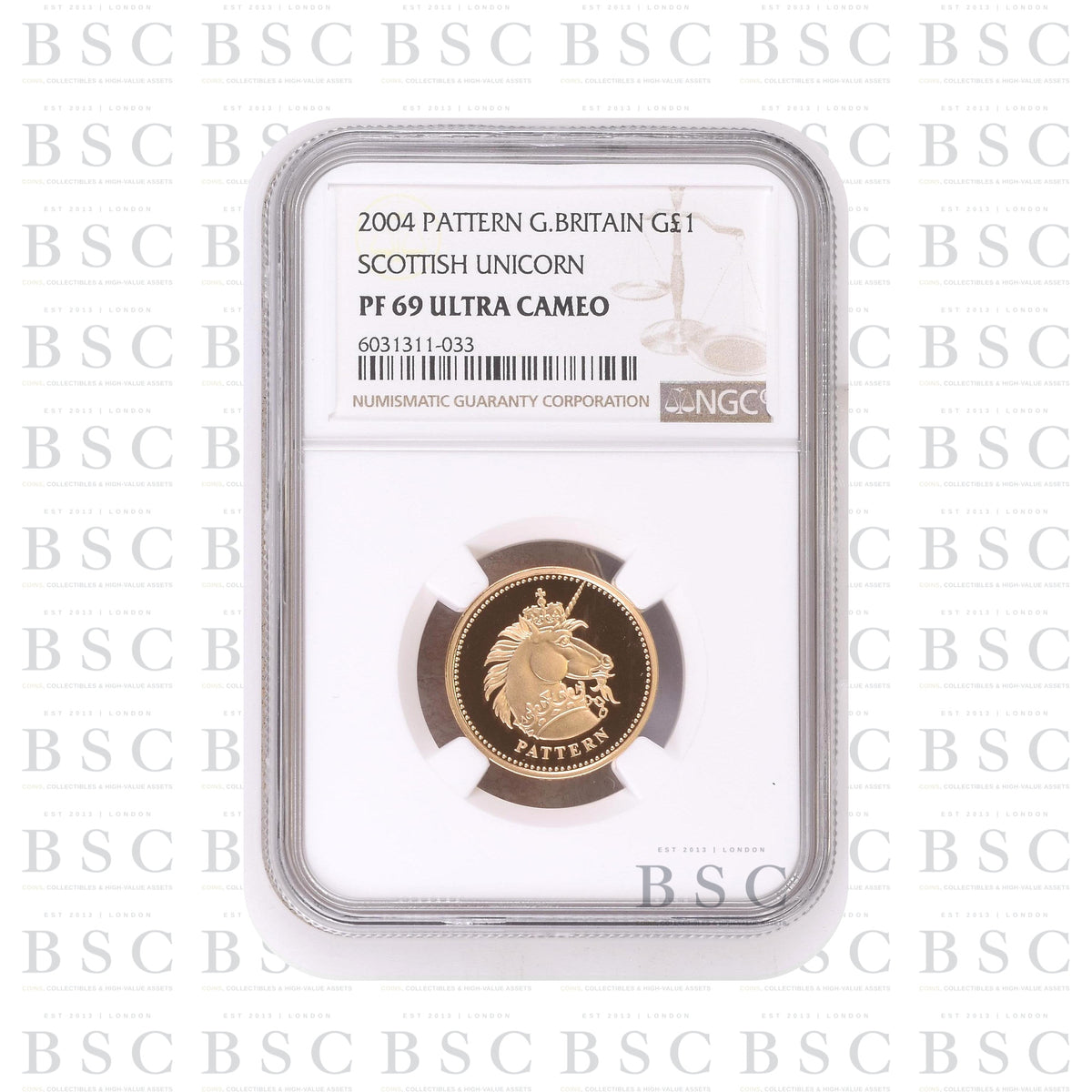 2004 £1 Elizabeth II - Gold Pattern Set Scottish Unicorn Proof Gold Coin - NGC PF69 Ultra Cameo