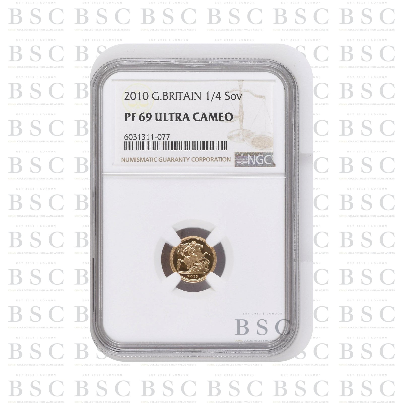2010 Quarter Sovereign Elizabeth II Proof Gold Coin - NGC PF69 Ultra Cameo