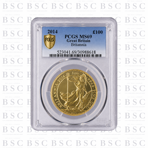 2014 1oz Britannia Gold Coin MS69 PCGS - front