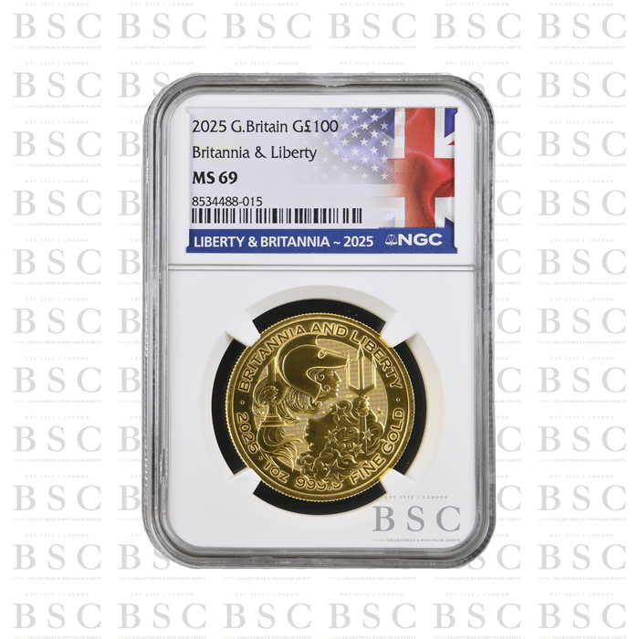 2025 1oz £100 Britannia & Liberty Gold Coin MS69 NGC