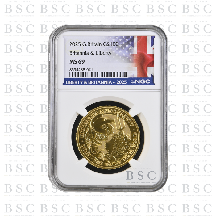 2025 1oz £100 Britannia & Liberty Gold Coin MS69 NGC