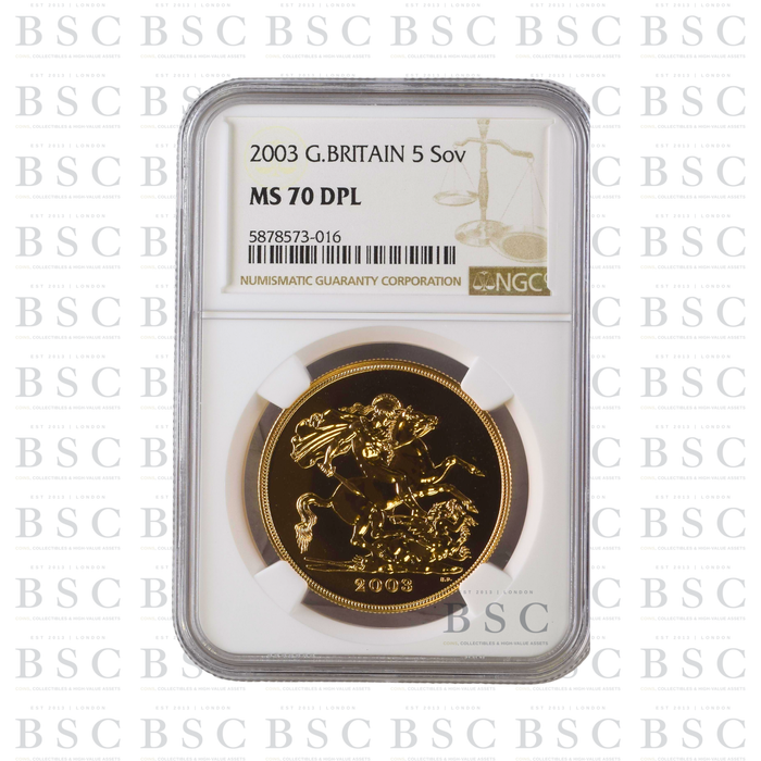 2003 £5 St George Gold Coin MS70 DPL NGC