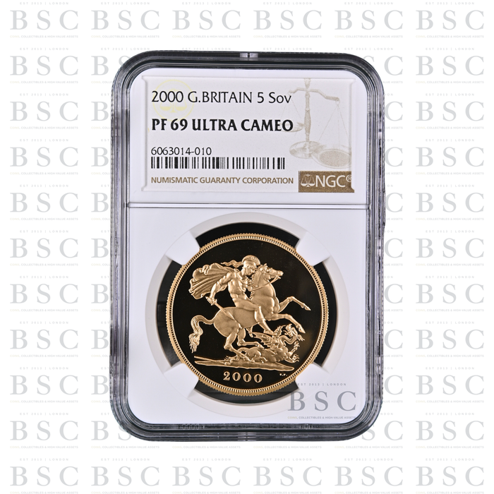2000 £5 Quintuple Sovereign St George Proof Gold Coin PF69 NGC
