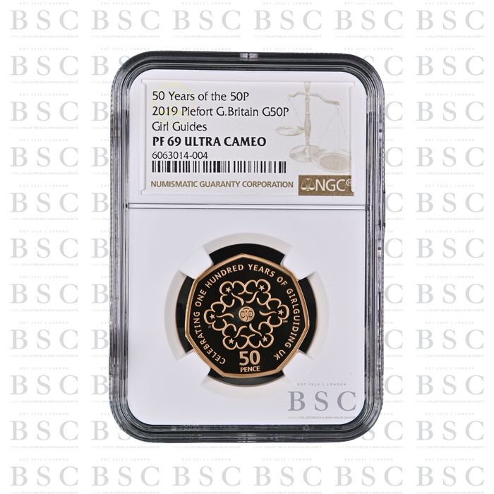 2019 50p Piedfort Girl Guides Proof Gold Coin PF69 NGC