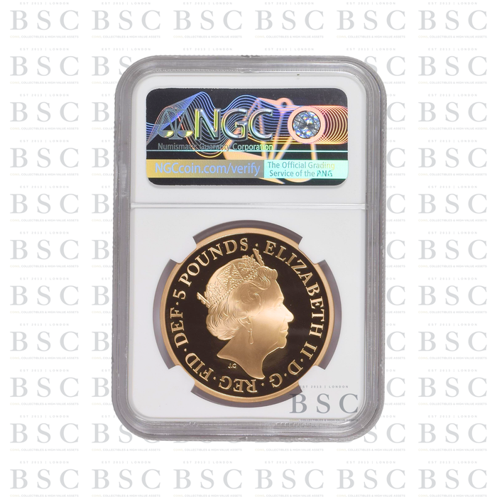 2017 £5 Queen’s Sapphire Jubilee Proof Gold Coin PF69 NGC