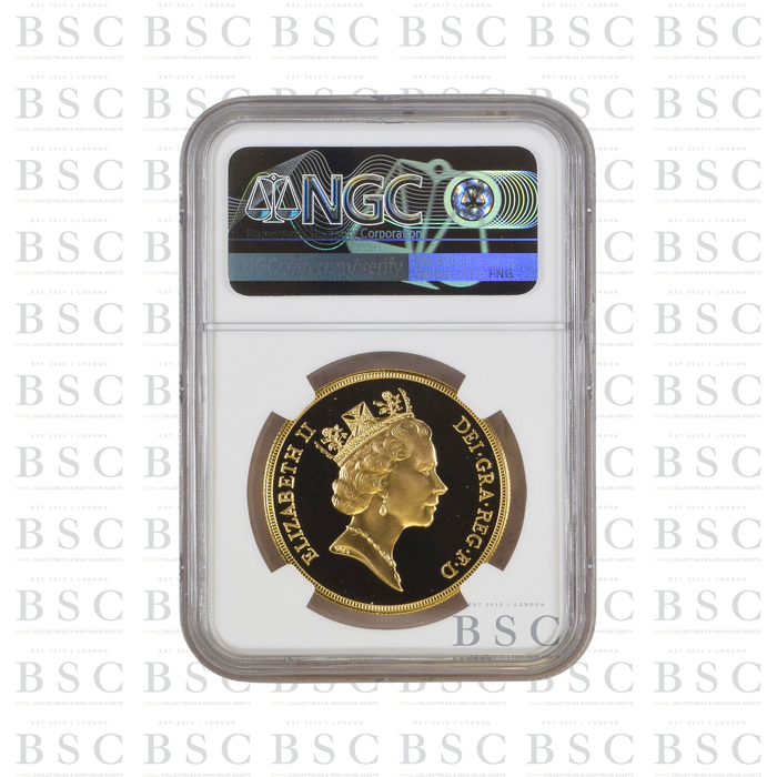 1985 £5 Quintuple Sovereign St George Proof Gold Coin PF69 NGC