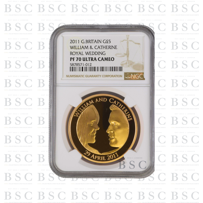 2011 £5 Quintuple Sovereign William & Catherine Royal Wedding Proof Gold Coin PF70 NGC