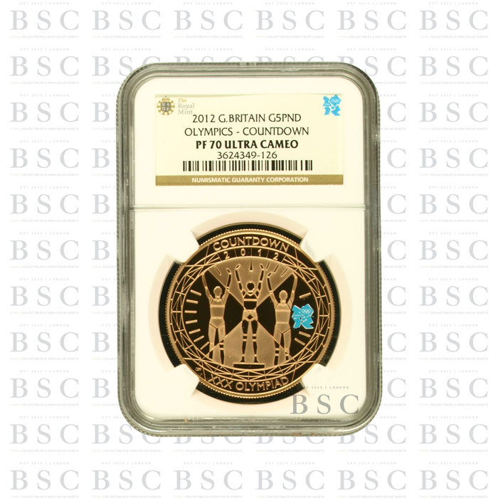 2012 £5 Quintuple Sovereign Olympics Countdown Proof Gold Coin PF70 NGC