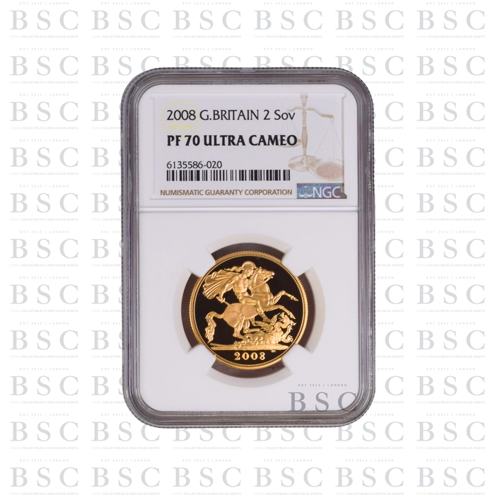 2008 GB £2 Double Sovereign St George Gold Proof Coin PF70 NGC